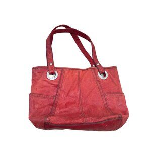 Vintage Fossil Womens Red Leather Handbag Purse 13x10 SKU 7328